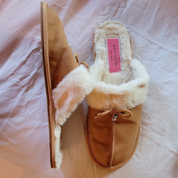 Kate Spade Tan Fur-Lined Women's Slippers - Picture 4 of 4